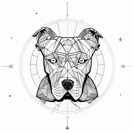perro pitbull cara de enojado tributo muerto espacio sol luna tattoo design idea