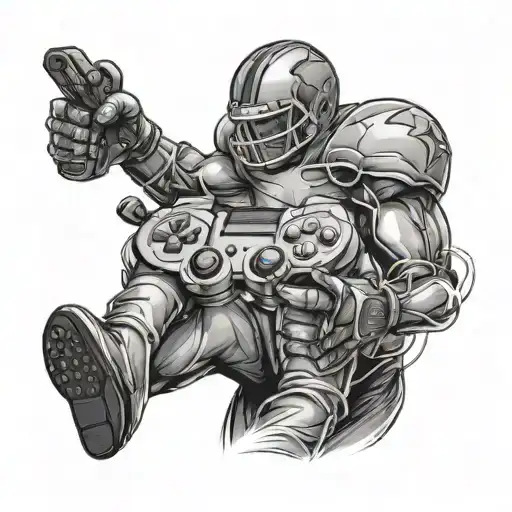 A football player with gaming controller tattoos on their arms tattoo design idea