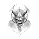 devil staring with anger  tattoo design idea