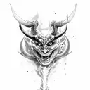 devil staring with anger  tattoo design idea