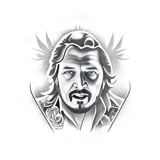 waylon jennings with rose and guitar tattoo design idea