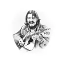 waylon jennings with rose and guitar tattoo design idea