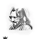 waylon jennings with rose and guitar tattoo design idea