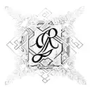 the letters "M" and "Д" in cursive interweaving each other  tattoo design idea