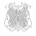 the letters "M" and "Д" in cursive interweaving each other  tattoo design idea