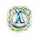 the letters "M" and "Д" in cursive interweaving each other  tattoo design idea