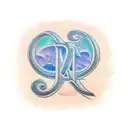 the letters "M" and "Д" in cursive interweaving each other  tattoo design idea