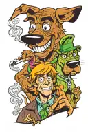 scooby doo and shaggy smoking tattoo design idea