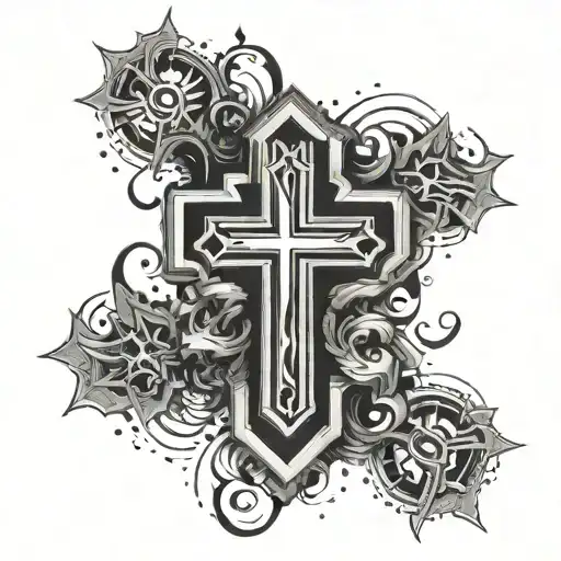 cross cyber sigilism tattoo design idea
