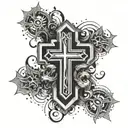 cross cyber sigilism tattoo design idea