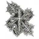 cross cyber sigilism tattoo design idea
