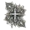 cross cyber sigilism tattoo design idea