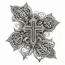 cross cyber sigilism tattoo design idea
