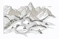 mountain range with a winding path Through the silence tattoo design idea