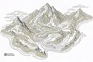 mountain range with a winding path Through the silence tattoo design idea