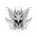 dragon tattoo whose mouth is on biceps and sholder and wings and body is on chest  tattoo design idea