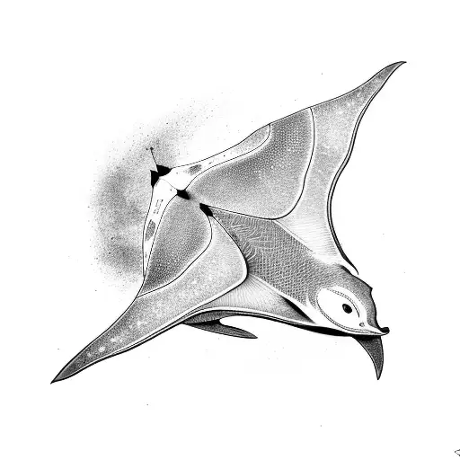 manta ray that looks like the classic swallow tattoos thick lines tattoo design idea