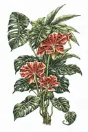 monstera philodendron mushrooms  tattoo design idea