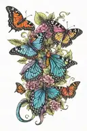 gemini monstera dragon mushroom butterfly  tattoo design idea