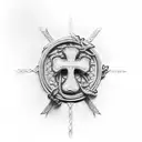 leather tooled cross tattoo design idea