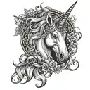 evil unicorn surrounded tattoo design idea