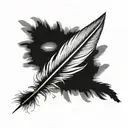 A feather transforming into a quill pen with intricate details tattoo design idea