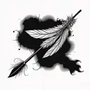 A feather transforming into a quill pen with intricate details tattoo design idea