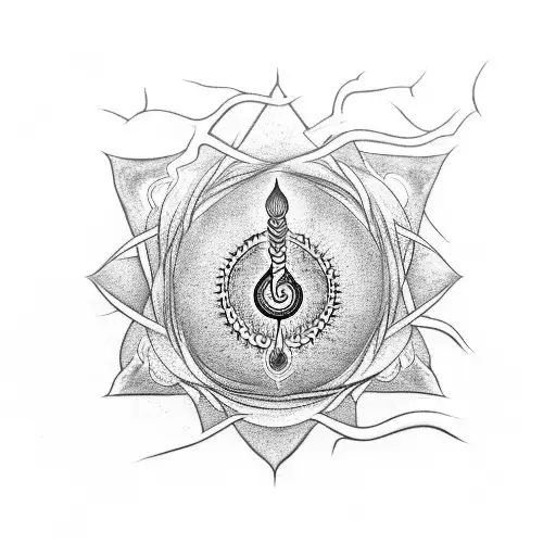 7 chakra surrounded with roots tattoo design idea