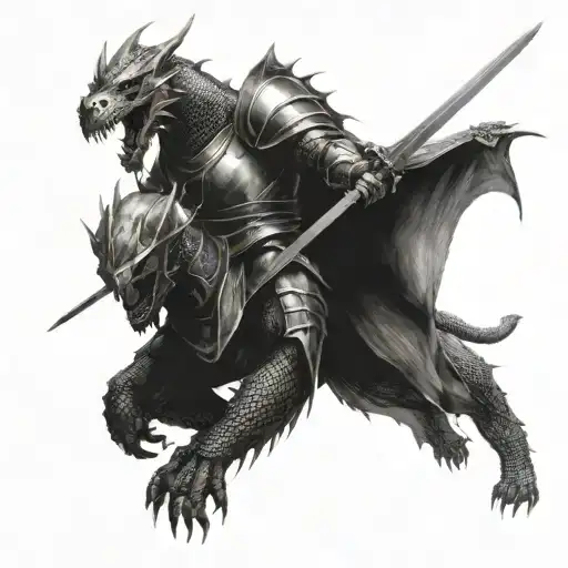 Knight kills dragon tattoo design idea