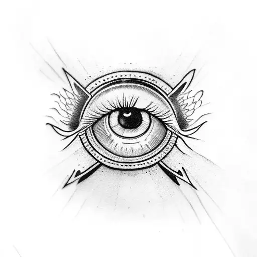 eyeball with upside cross tattoo design idea