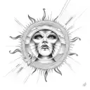 clouds exposing sun rays raining down on angels and chariots tattoo design idea