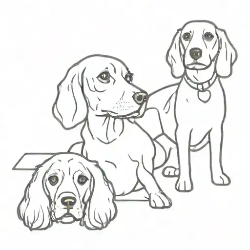 Beagle and cocker spaniel   tattoo design idea