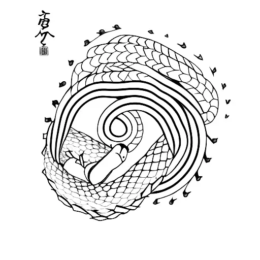 create an ouroboro red snake that wraps around the arm  tattoo design idea