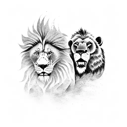 A lion and a grizzly bear engaged in a fierce battle underwater tattoo design idea