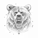 A grizzly bear playing Xbox with a group of playful lion cubs tattoo design idea