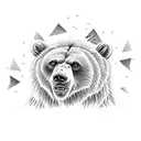 A grizzly bear playing Xbox with a group of playful lion cubs tattoo design idea