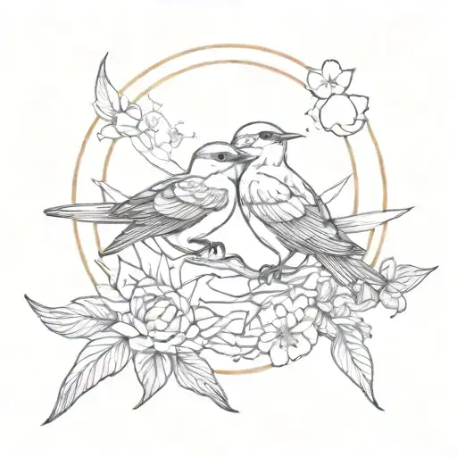 swallow Sun moon tattoo design idea