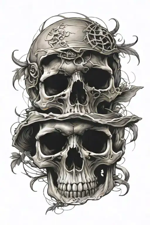 low transparency skull soft shading tattoo design idea