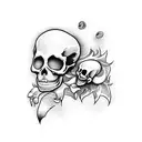 sad skeleton tattoo design idea