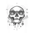 sad skeleton tattoo design idea