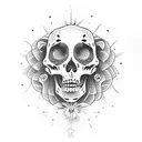 sad skeleton tattoo design idea