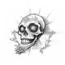 sad skeleton tattoo design idea