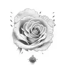 Colibrí feeding himself of two roses with a sand clock in the back tattoo design idea