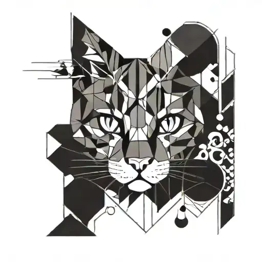 RedCrazyCat with mushrooms  tattoo design idea