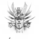 A sketch-style tattoo of a totem pole featuring biblical scenes tattoo design idea