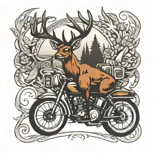 Deer hitting a harley davidson tattoo design idea