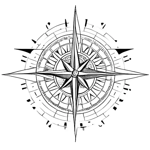 A minimalist tattoo of a compass  rose with the phases of the moon surrounding it. wrist  tattoo design idea