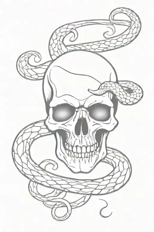 skull with snakes tattoo design idea