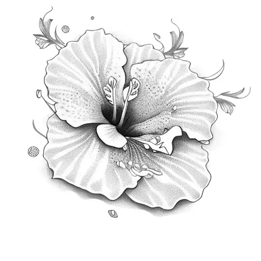 semi truck with hibiscus flower tattoo design idea
