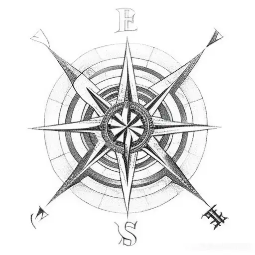 An intricate compass rose incorporating Christian symbols tattoo design idea